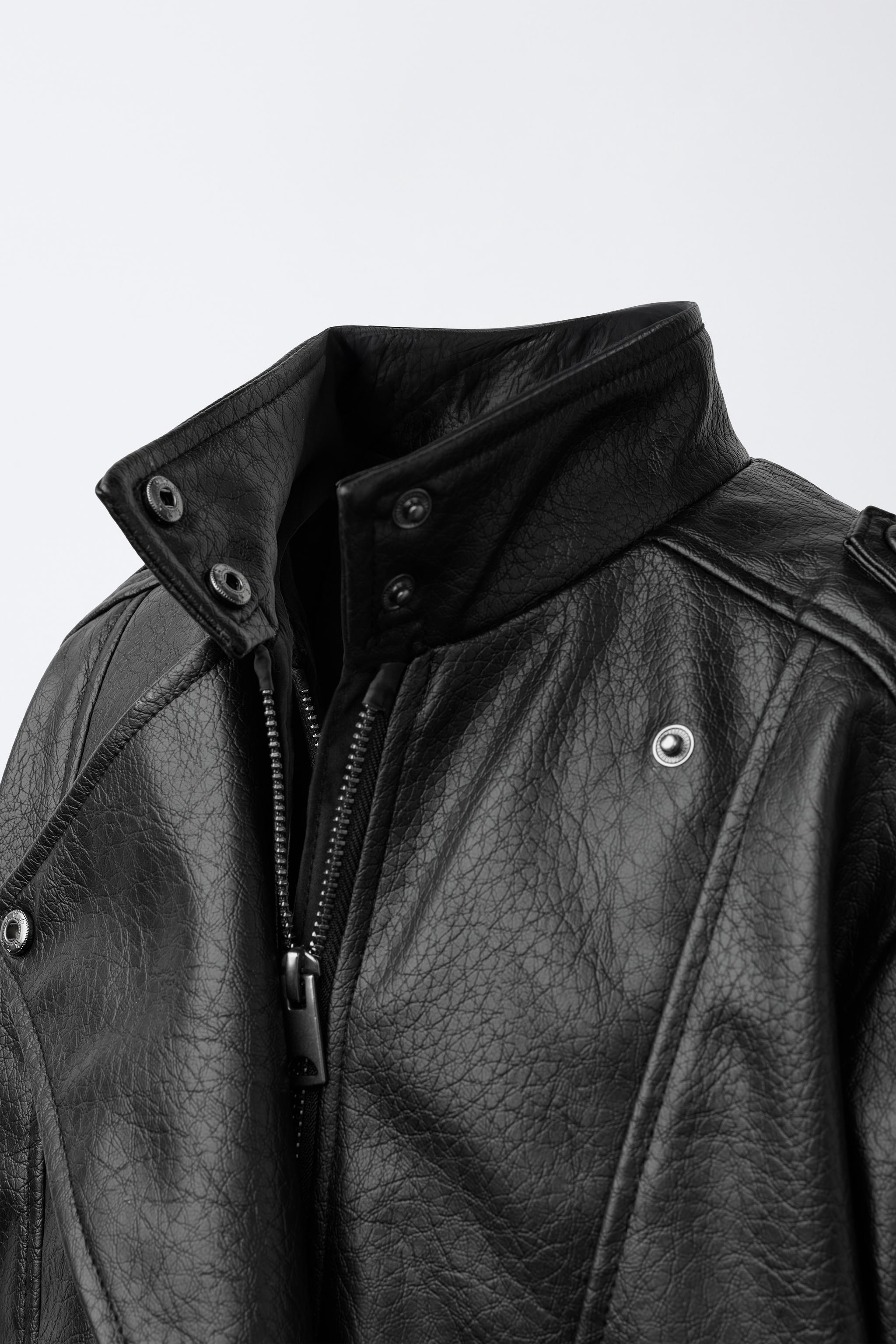DOUBLE-BREASTED FAUX LEATHER JACKET - Black | ZARA United States