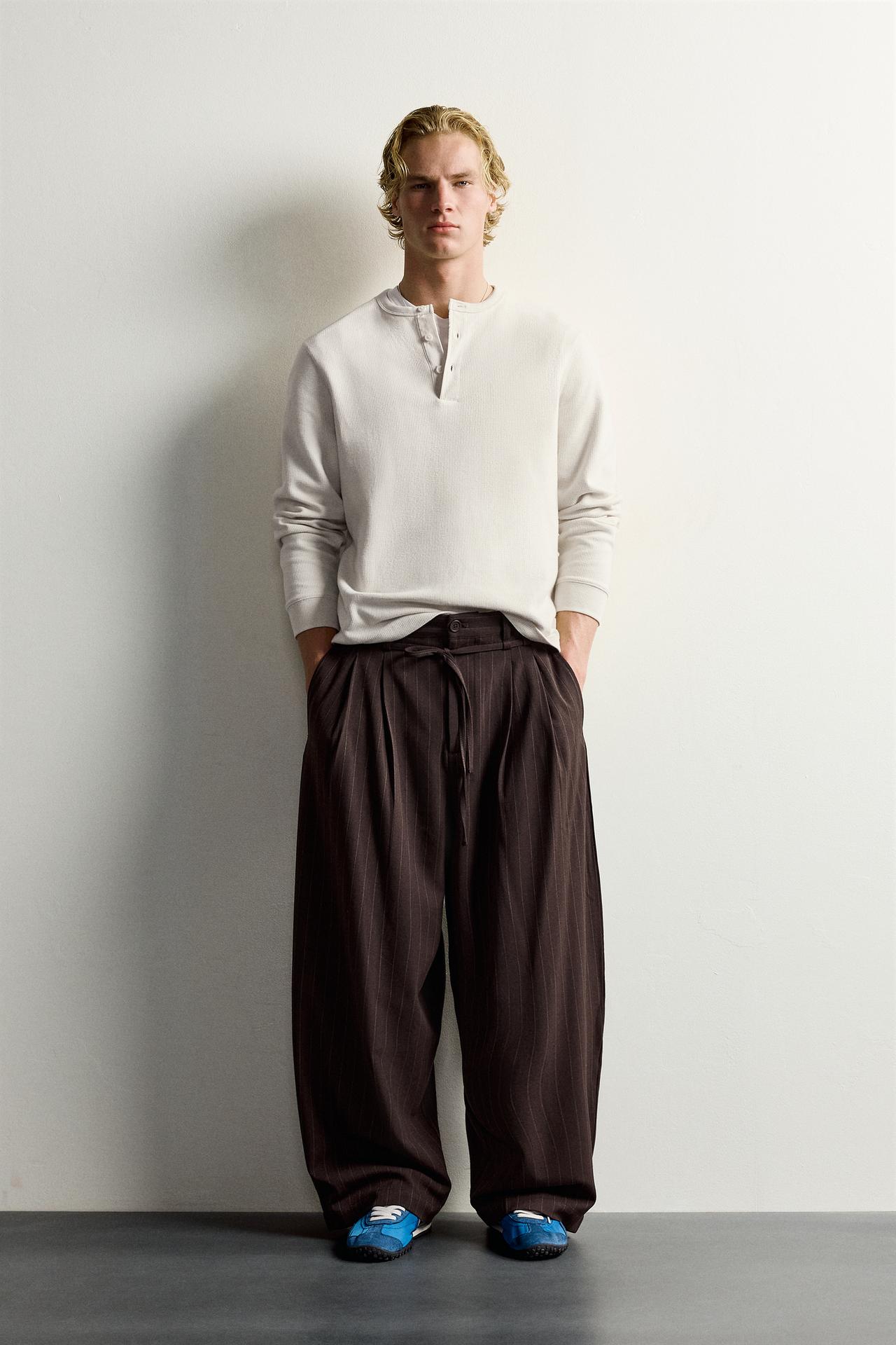 БРЮКИ BALLOON FIT В ПОЛОСКУ С РЕМНЕМ