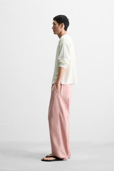 WASHED CANVAS TROUSERS - Chalk pink by Zara - Image 3