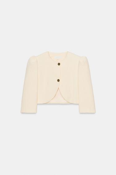 SHORT PUFF-SLEEVE BLAZER - Oyster-white by Zara