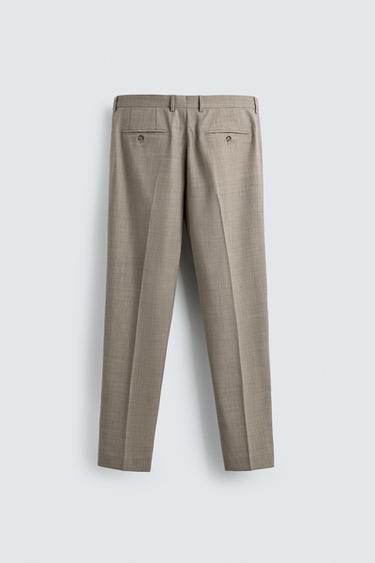 COMFORT WOOL BLEND SUIT TROUSERS - Grey / Beige by Zara - Image 6