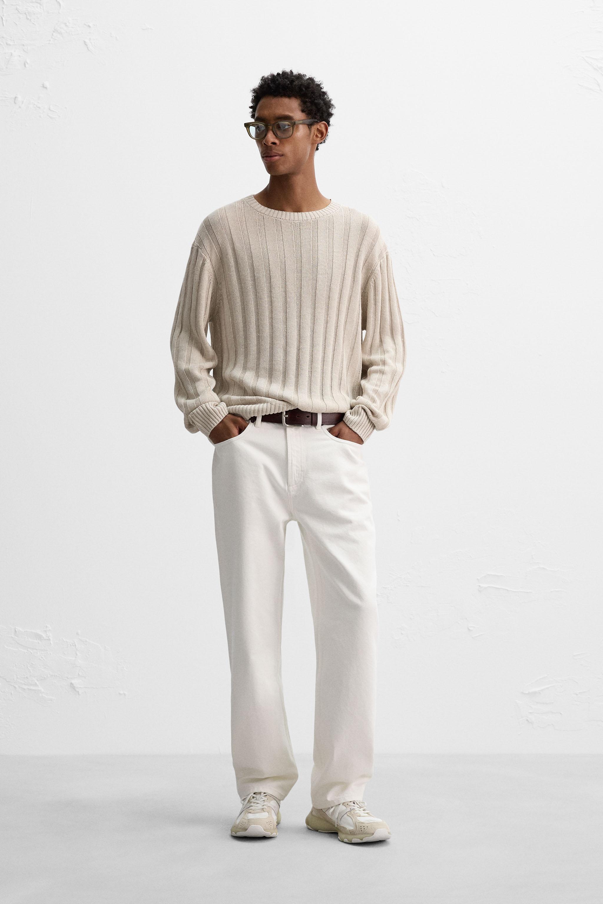 100% LINEN RIBBED SWEATER