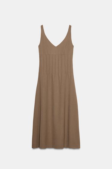 CORSETRY-INSPIRED MIDI DRESS - camel by Zara - Image 0