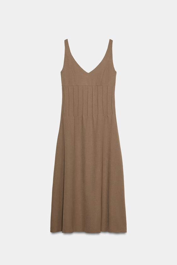 CORSETRY-INSPIRED MIDI DRESS - camel by Zara - Image 0