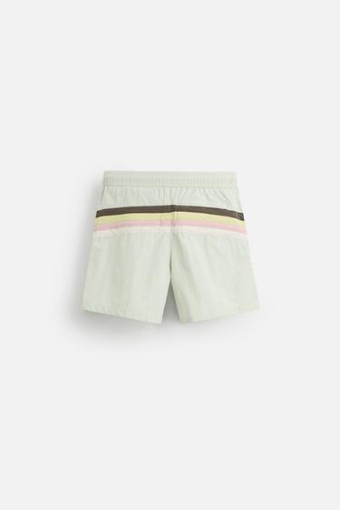 MID-LENGTH CONTRAST STRIPE SWIMMING TRUNKS - Sea green by Zara - Image 1