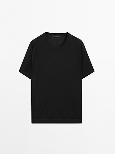 Zara Short sleeve knit wool blend T-shirt - Black