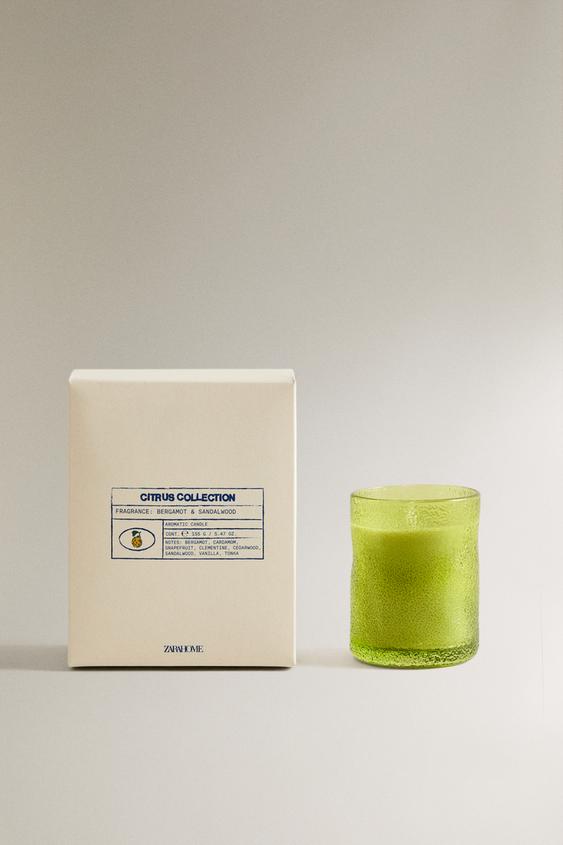 (155 G) BERGAMOT & SANDALWOOD SCENTED CANDLE - Ecru / Green by Zara - Image 0