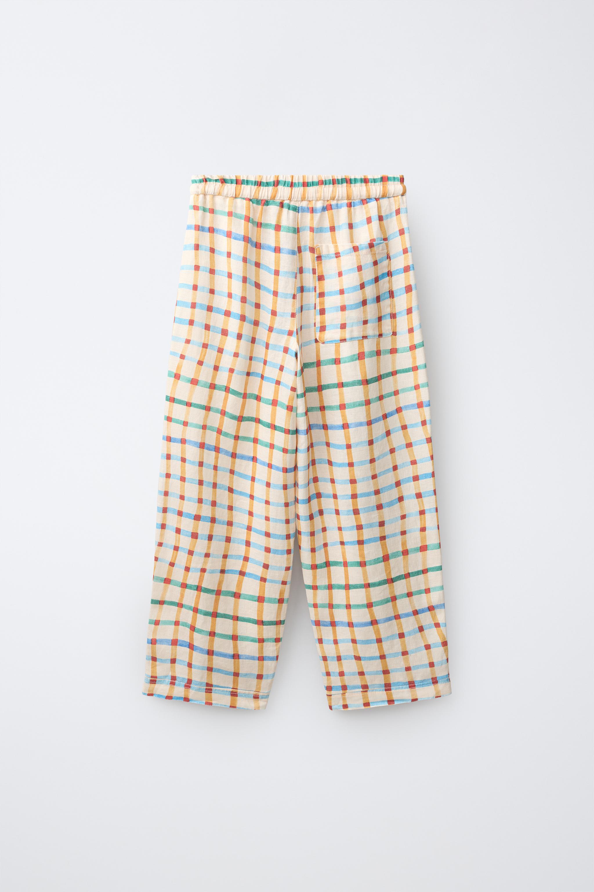 Детские брюки Zara CLARA CEBRIAN 100% LINEN PLAID RELAXED PANTS © — фото 3