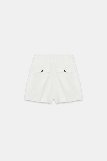 HIGH-WAIST DARTED BERMUDA SHORTS - White by Zara - Image 6