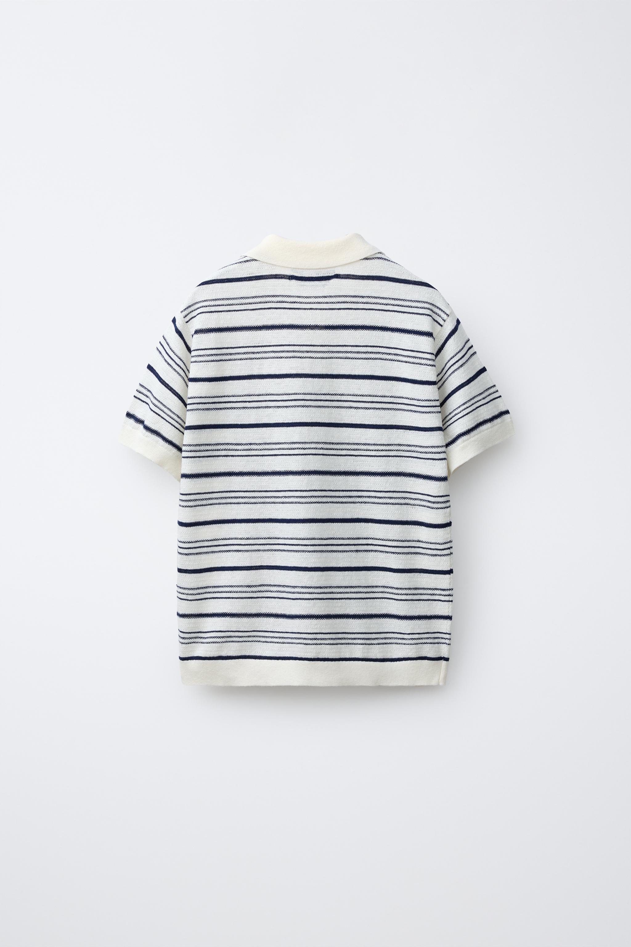 STRIPED COTTON LINEN BLEND POLO