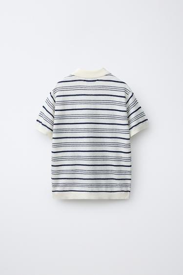 POLO EN COTON ET LIN À RAYURES - Rayures de Zara - Image 1