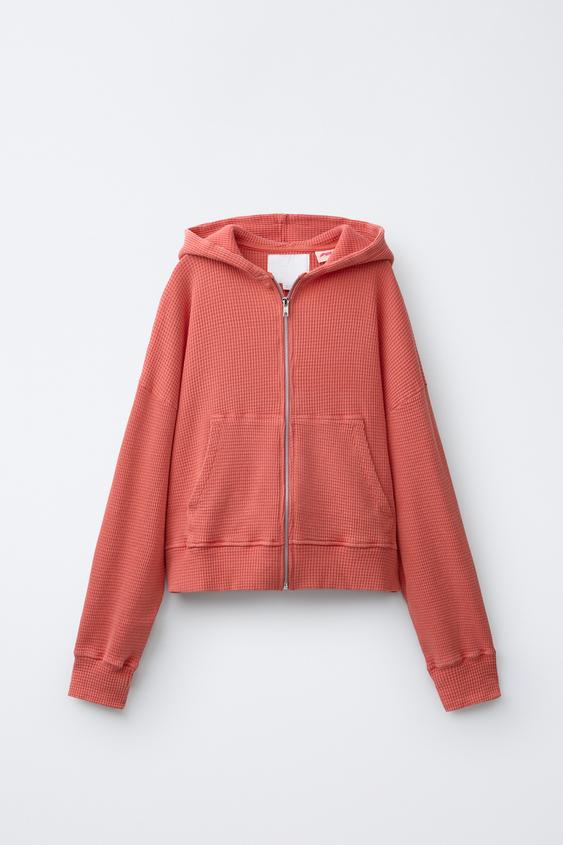 CROPPED WAFFLE PUKAS SURF HOODIE - Red de Zara - Imagen 0