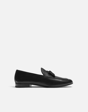 LEATHER TASSEL LOAFERS - Black by Zara
