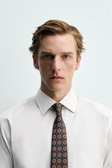 CORBATA JACQUARD GEOMÈTRIC 100% SEDA - Verd de Zara - Imatge 0