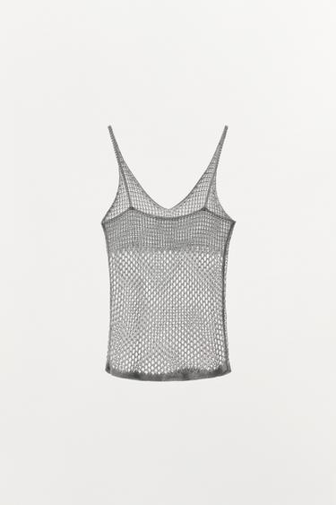 RED METALLIC THREAD TOP - Silver by Zara - Image 2