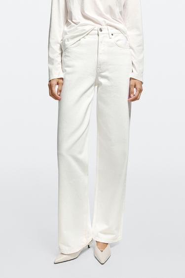 High-waist wide-leg jeans — Oyster-white 2