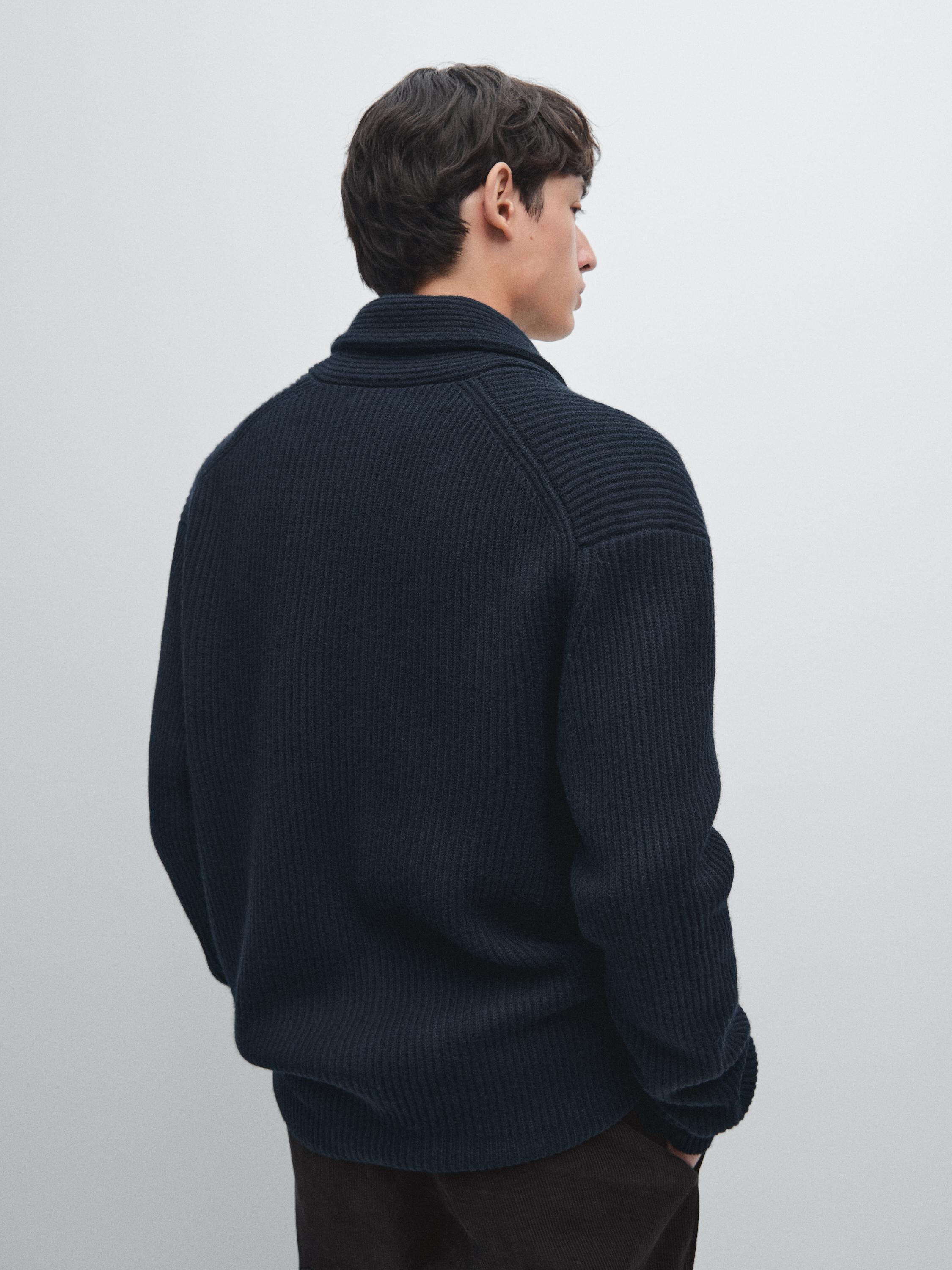 Cardigan avec col à revers en laine mélangée