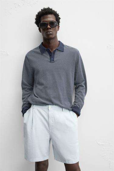 WASHED BERMUDA SHORTS WITH PLEATS - Sky blue by Zara
