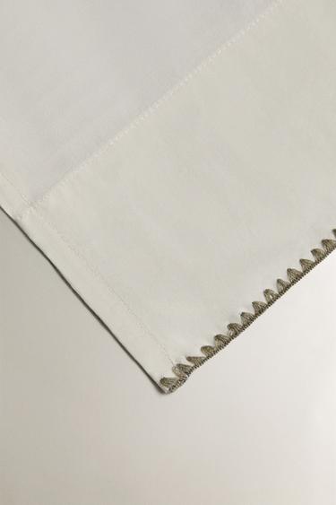 KIDS' SHELL STITCH COTTON FLAT SHEET - Green by Zara - Image 2