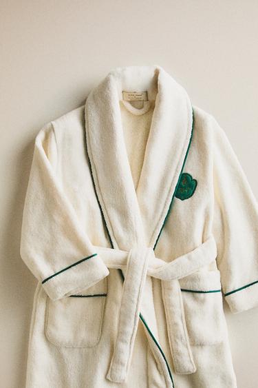 X THE ANIMALS OBSERVATORY KIDS’ DRESSING GOWN WITH LOGO - Oyster-white by Zara