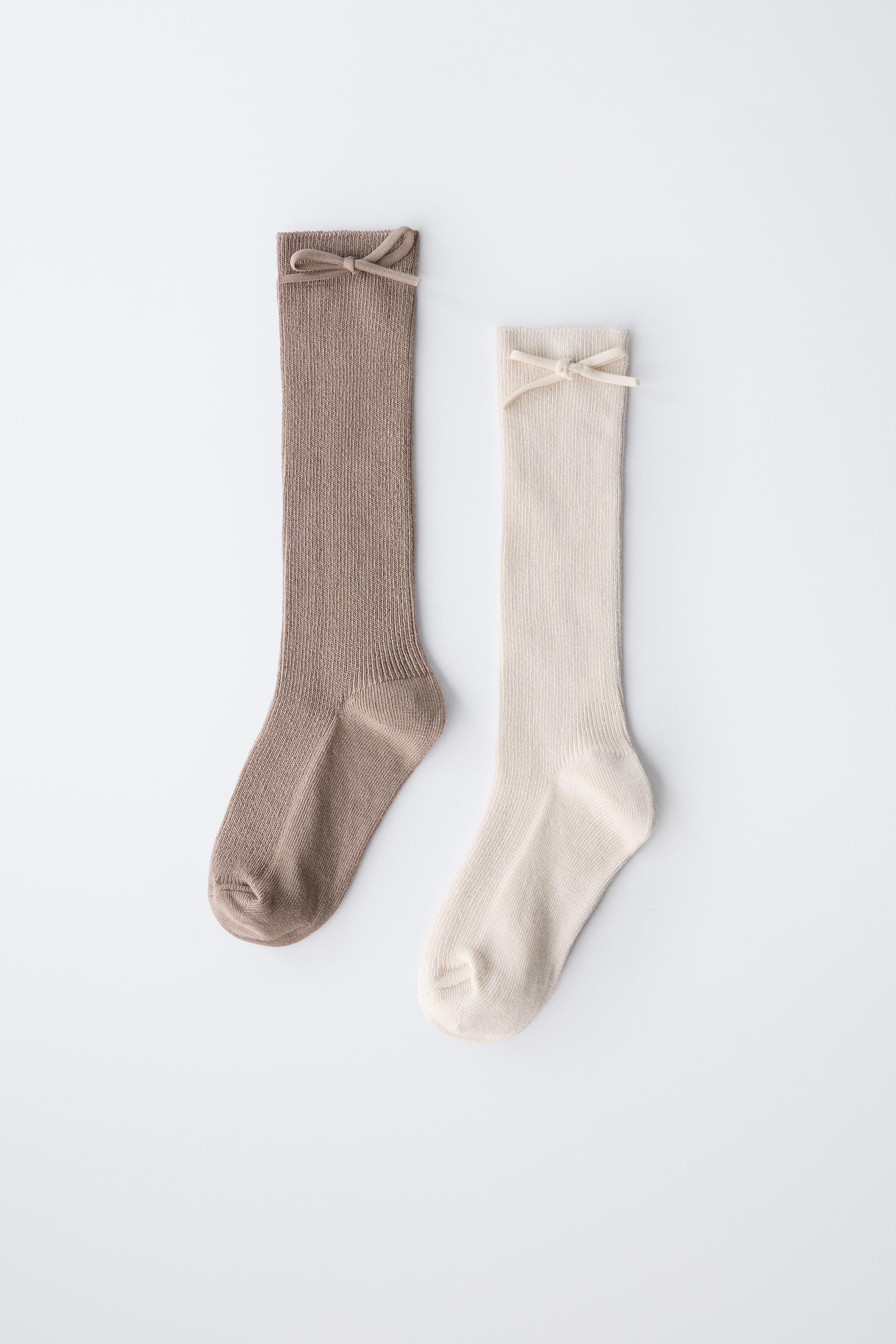 LOT DE DEUX PAIRES CHAUSSETTES HAUTES DÉCOR NOEUD