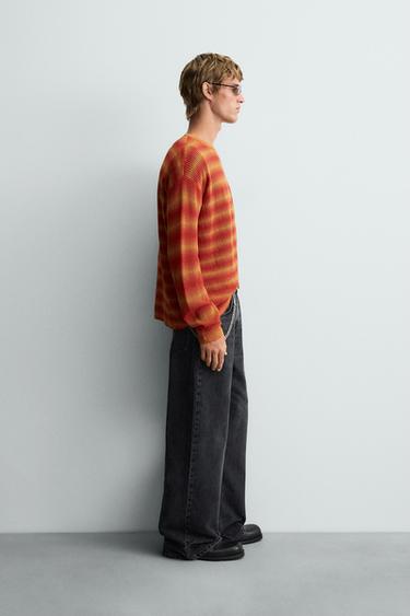 PULL AJOURÉ À RAYURES - Orange de Zara - Image 3