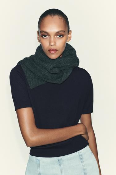 100% WOOL SHORT SLEEVE TOP - Navy blue by Zara