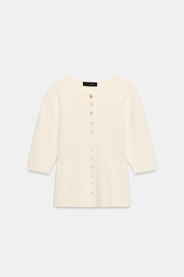 SHORT SLEEVE KNIT CARDIGAN - Ecru by Zara - Image 5