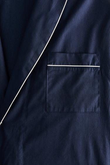 ROBE DE CHAMBRE MANCHES LONGUES POPELINE - Bleu marine de Zara - Image 4