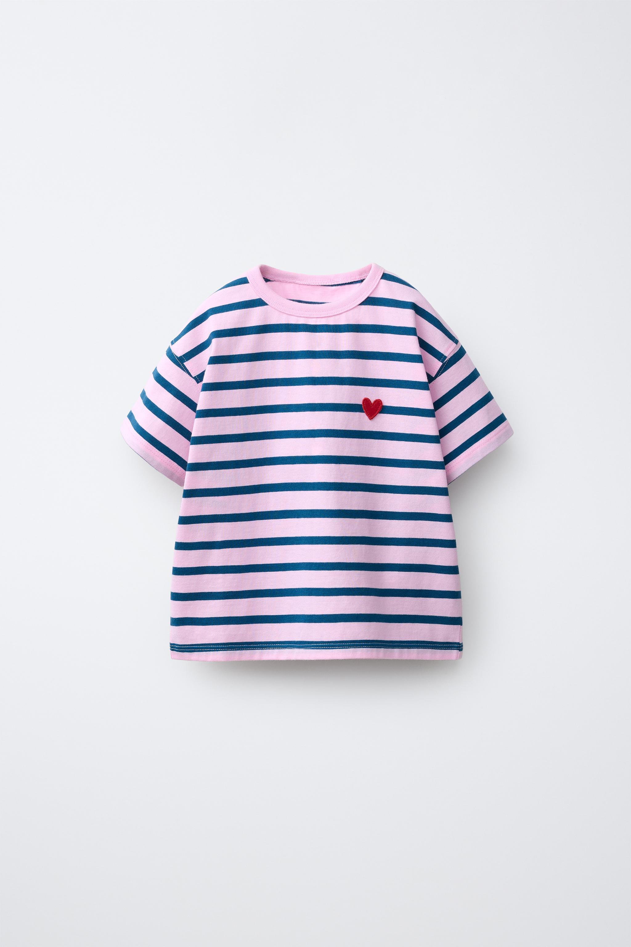 T-SHIRT À RAYURES CŒUR BRODÉ