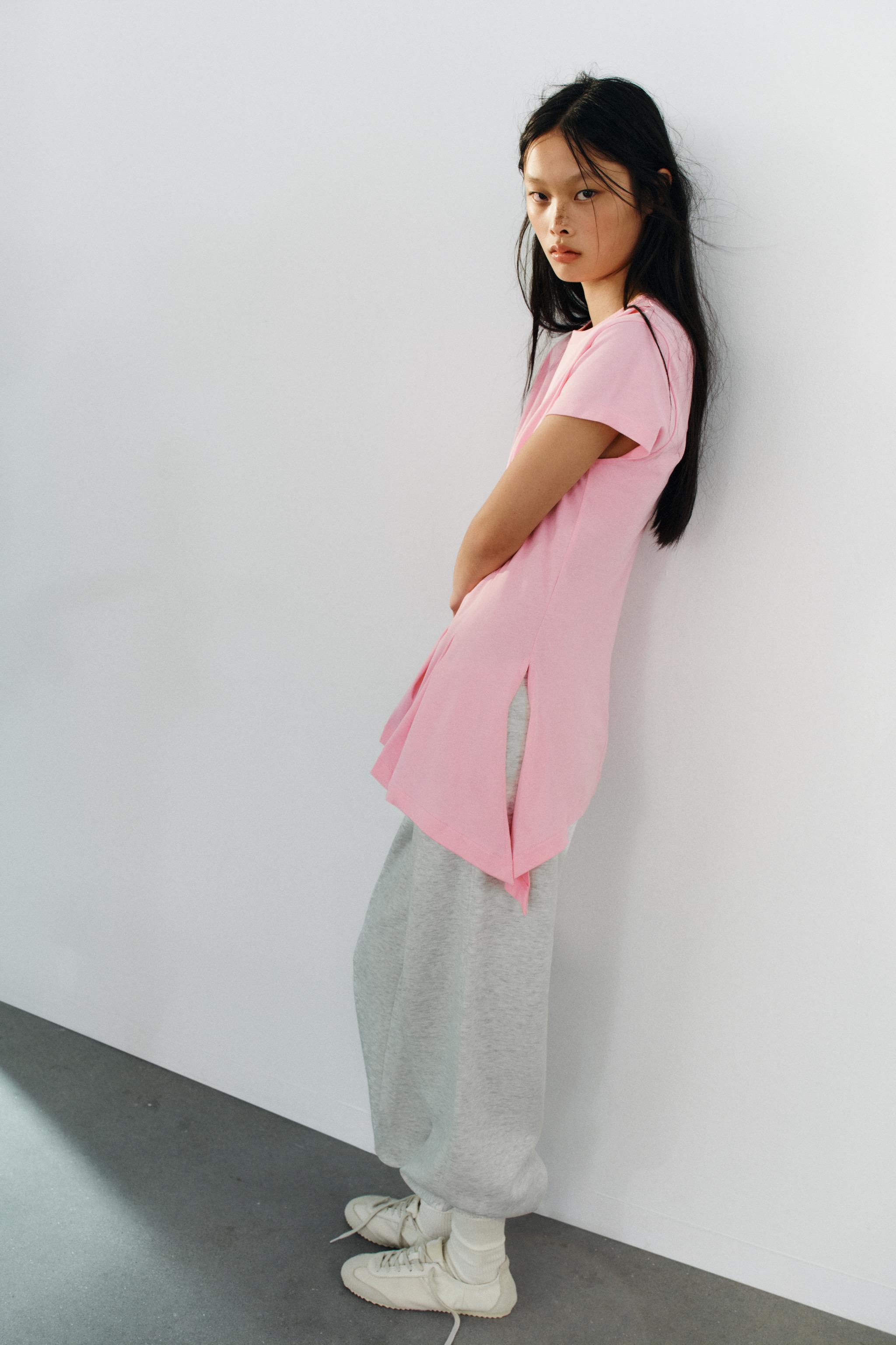 Zara PİLİLİ ASİMETRİK T-SHIRT görsel 4