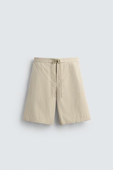 BERMUDA RELAXED FIT CUADROS - Azul / Blanco de Zara
