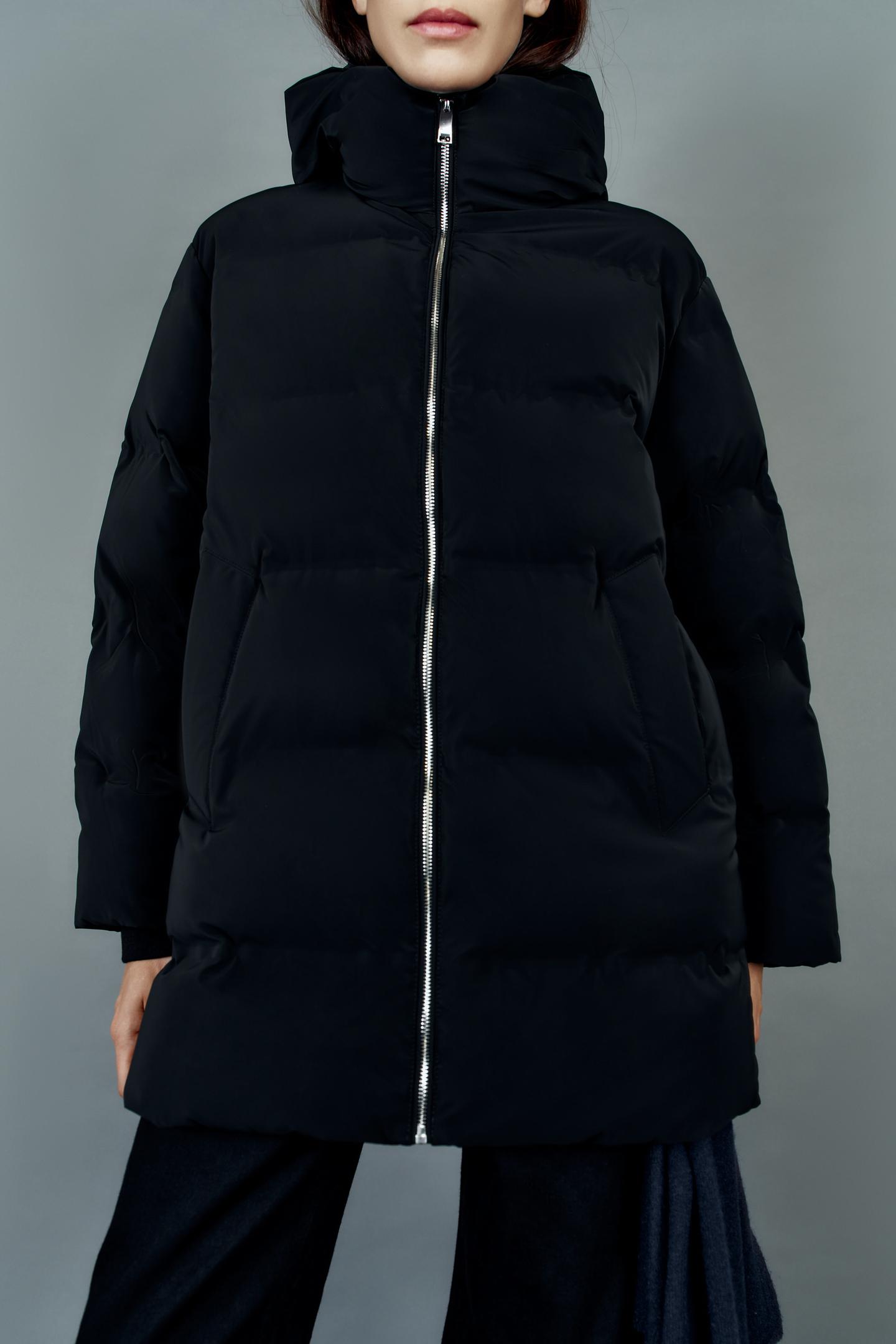 Женская ветровка Zara Windproof Rubberized Anorak, цвет: Чёрный — фото 4