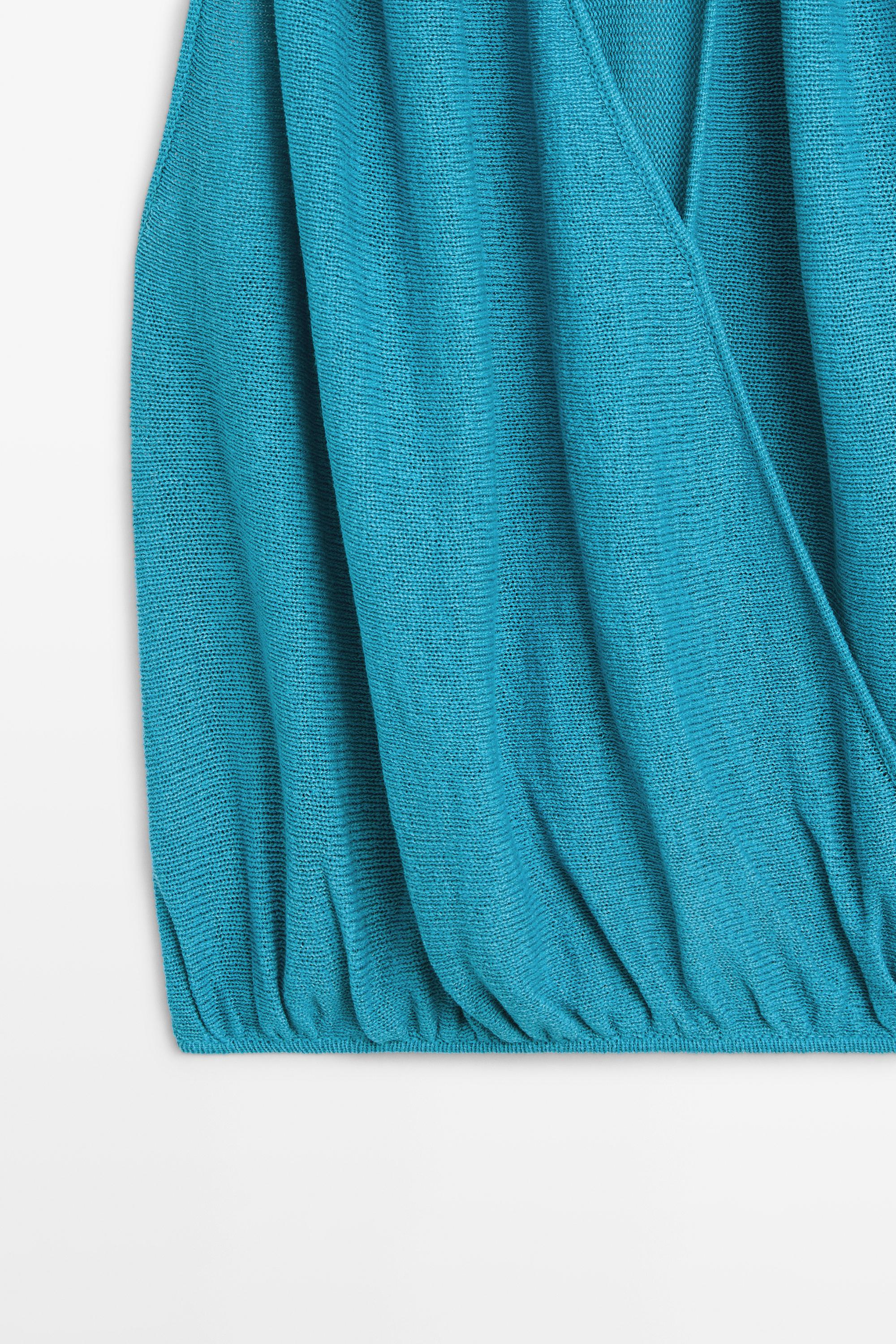 Linen blend crossover top