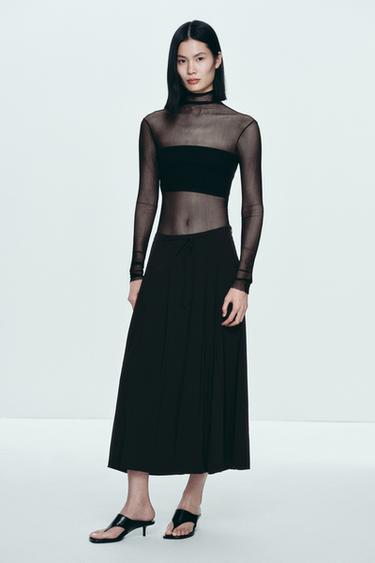 ZW COLLECTION PLEATED SKIRT - Black by Zara