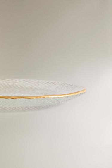 ASSIETTE DE PRÉSENTATION VERRE RECYCLABLE RELIEF FILET DORÉ - Or de Zara - Image 3