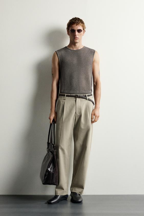 CAMISETA TANK PUNTO RELAXED FIT - Gris / Tostado de Zara - Imagen 0