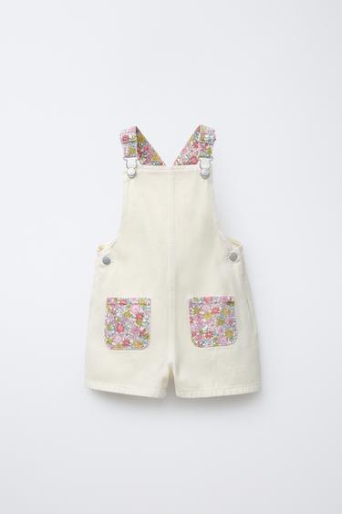 FLORAL TWILL DUNGAREES - Pink by Zara