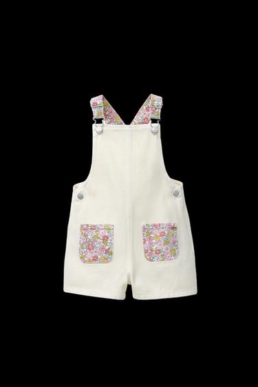Zara FLORAL TWILL OVERALLS - Pink - Image 0