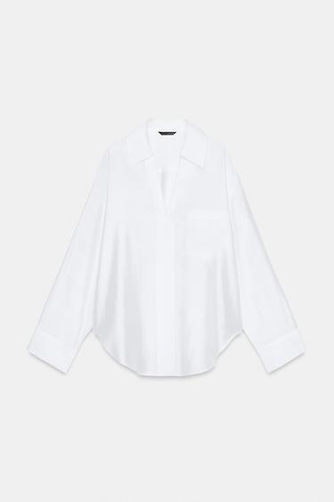 SATIN OVERSIZE SHIRT - White by Zara