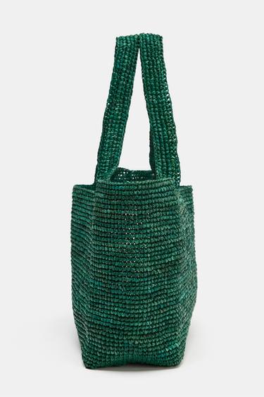 RAFFIA TOTE BAG - Green by Zara - Image 4