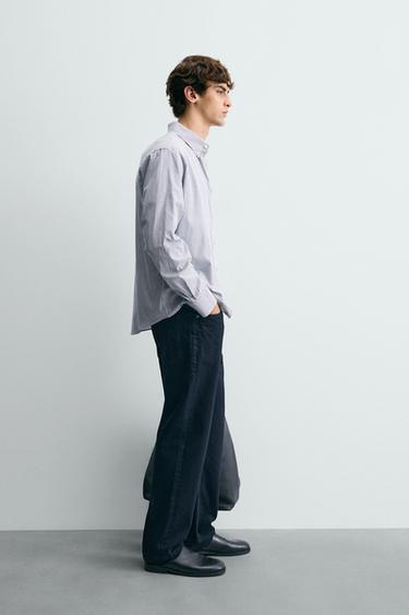 CHEMISE STRUCTURÉE À RAYURES - Blanc / Gris de Zara - Image 3