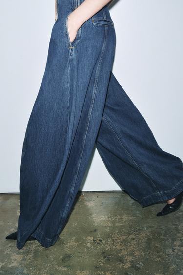 JEANS ZW COLLECTION BALLOON عالي الخصر - أزرق الخاص بـ Zara