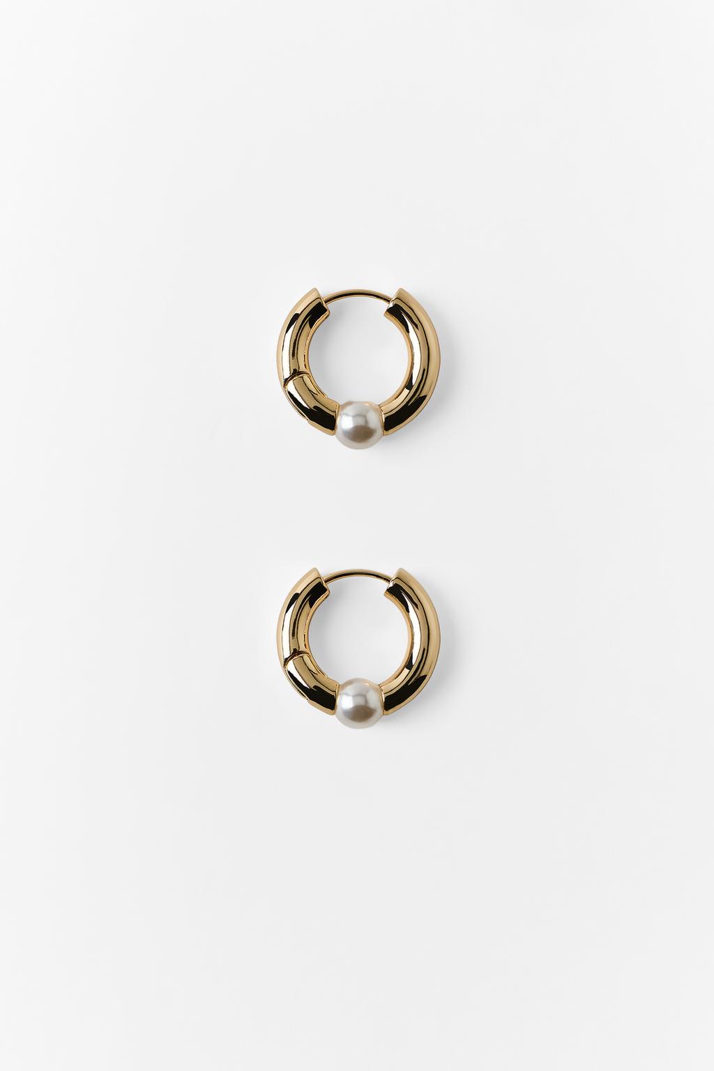 FAUX PEARL HOOP EARRINGS