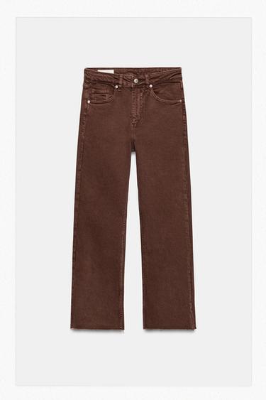 TRF HIGH-WAIST CROPPED FLARE JEANS - Mocha by Zara