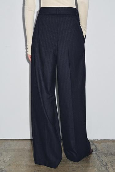 PANTALON À RAYURES TENNIS CEINTURE ZW COLLECTION - Bleu de Zara - Image 2
