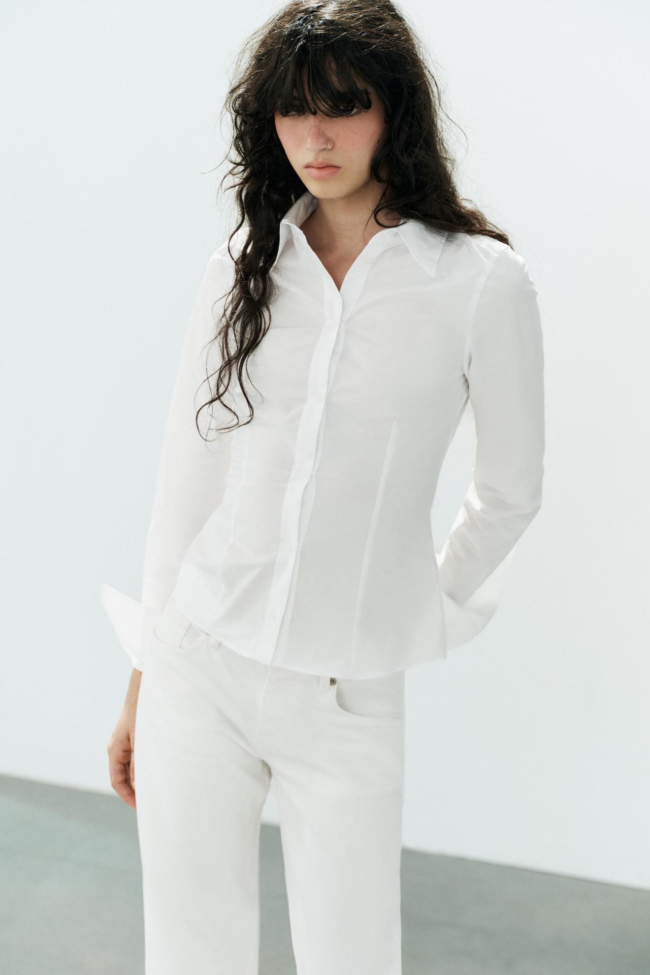 STRIPED POPLIN SHIRT — White