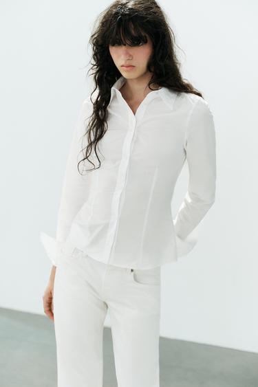 STRIPED POPLIN SHIRT — White 2