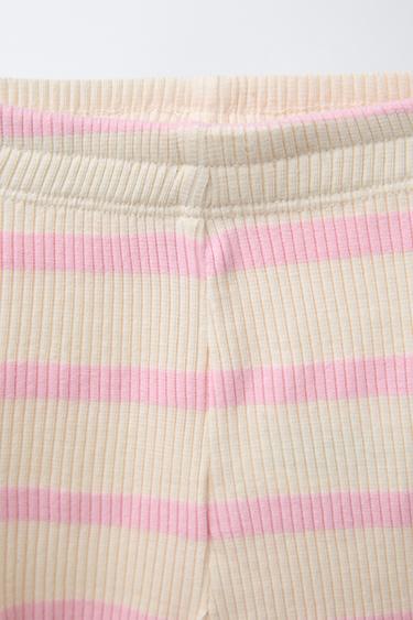 ENSEMBLE T-SHIRT À NŒUD ET LEGGING DE CYCLISTE À RAYURES - Rose de Zara - Image 3