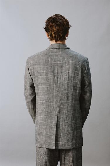 VESTE CROISÉE COSTUME CARREAUX LAINE - LIN AARON LEVINE X ZARA - Blanc / Noir de Zara - Image 2